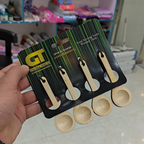 قاشق ادویه چوبی برند GT بسته 4 عددی