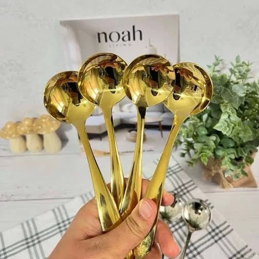ملاقه خورشت استیل طلایی یونیک ملاقه نقلی طلایی یونیک