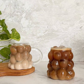 لیوان پیرکس دفرمه دسته دار طرح حبابی