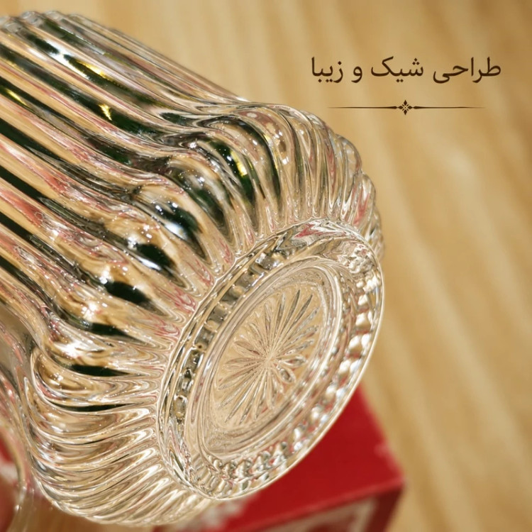 سرویس 6 عددی نیم لیوان و نعلبکی شیشه ای شیار دار بیمیکس مناسب چای قهوه و دمنوش
