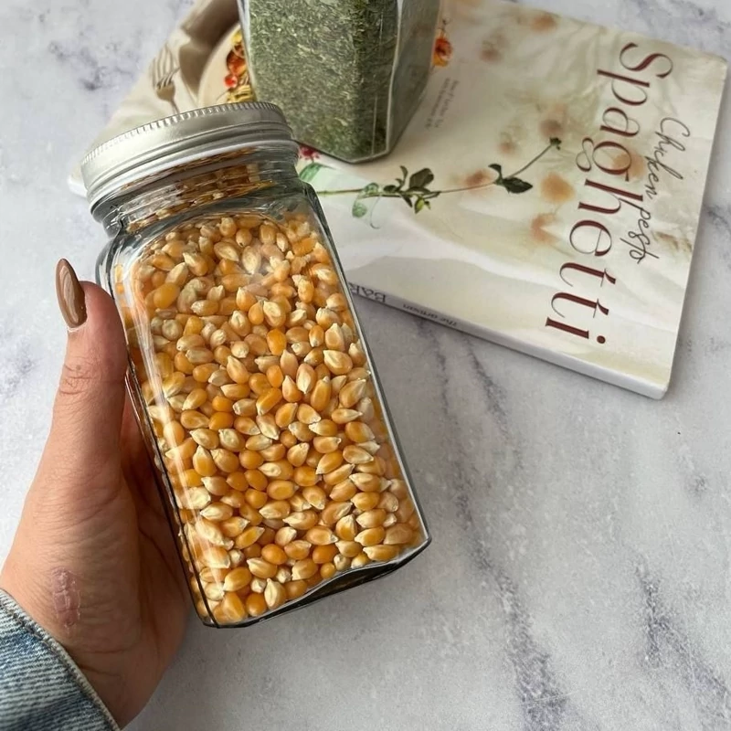 بانکه حبوبات شیشه ای درب فلزی سایز 3