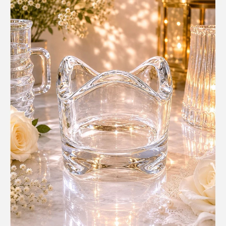 جا شمعی گرد شیشه ای طرح موج ایکیا