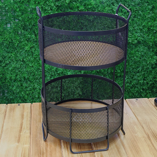 جا سیب پیاز دو طبقه فلزی کف چوب