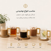 لیوان پیرکس دسته چوبی بامبو تک جعبه کادویی