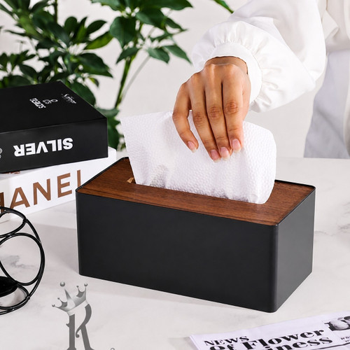 جعبه دستمال کاغذی درب چوبی