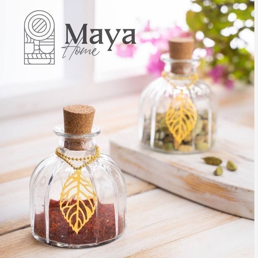 جازعفران گرد درب چوب پنبه ژیوار جا زعفران شیشه ای