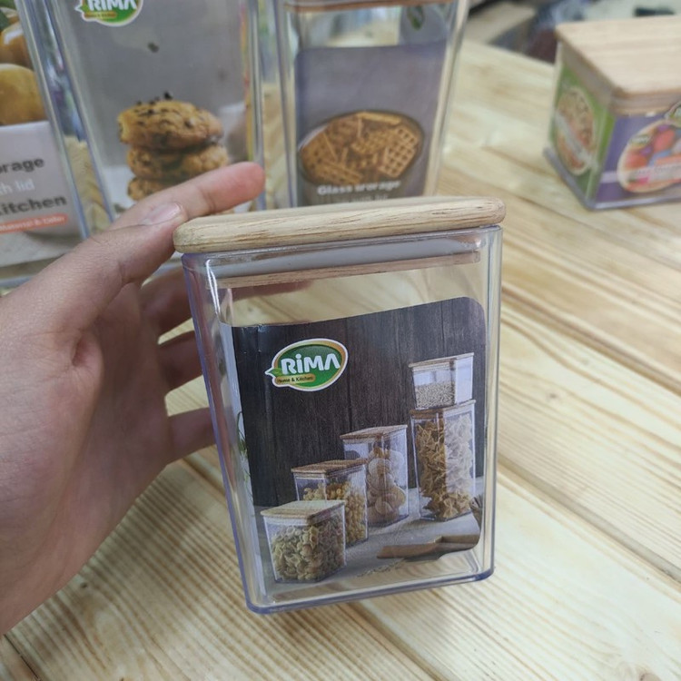 بانکه حبوبات اکرولیک درب چوبی ریما سایز 4