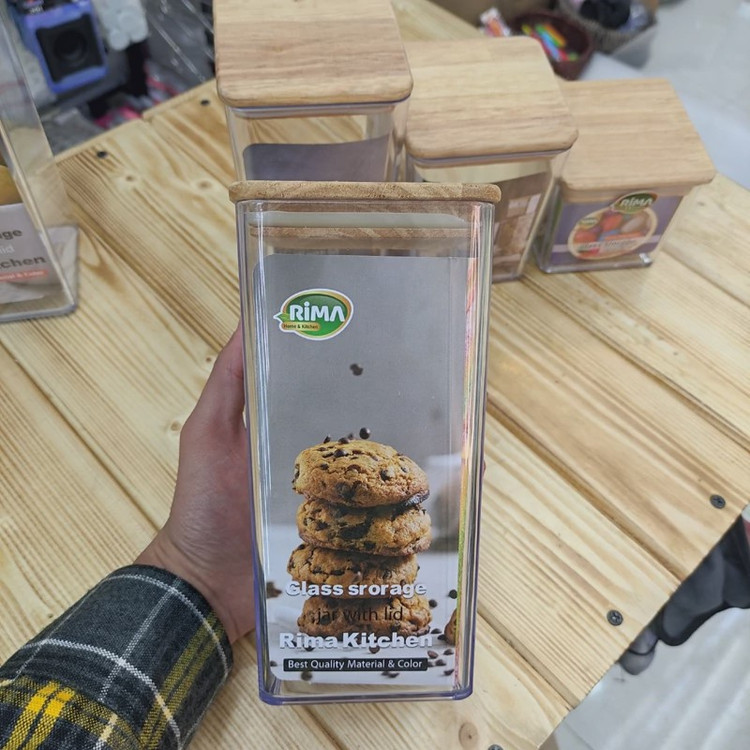 بانکه حبوبات اکرولیک درب چوبی ریما سایز2