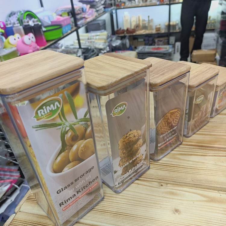 بانکه حبوبات اکرولیک درب چوبی ریما سایز2