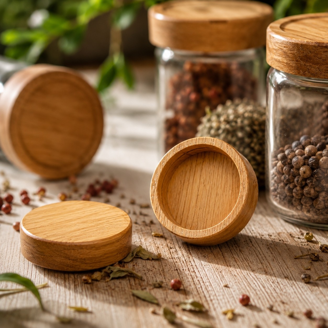 درب چوبی جا ادویه شیشه ای مکارتی درب چوبی رابر ضد آب مناشب برای تمامی جا ادویه مکارتی ها