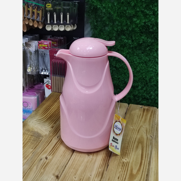 فلاسک یک لیتری شیشه صورتی برند بیوتی (12 ساعت جوش با ضمانت)