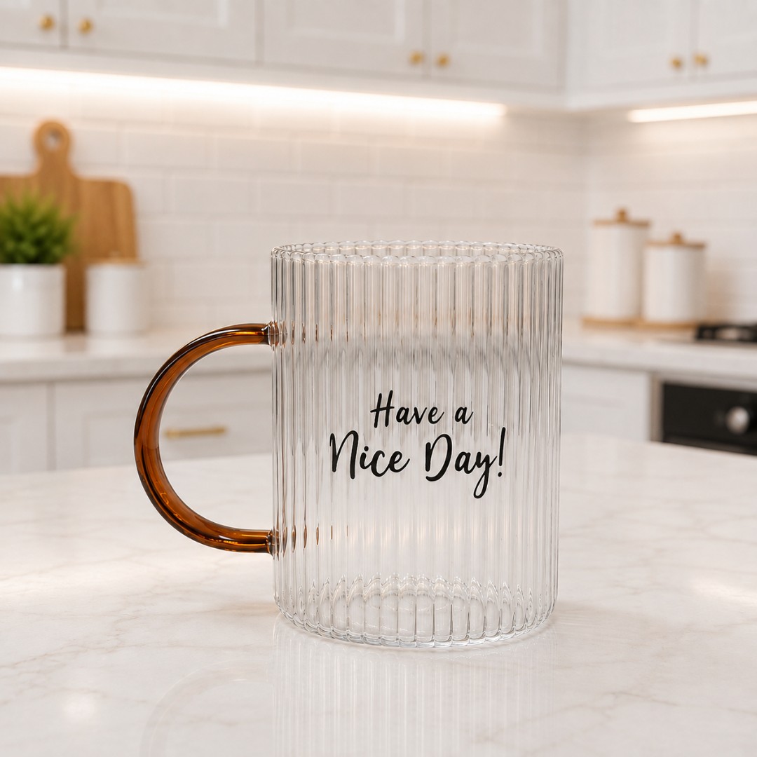 لیوان پیرکس راه راه دسته رنگی