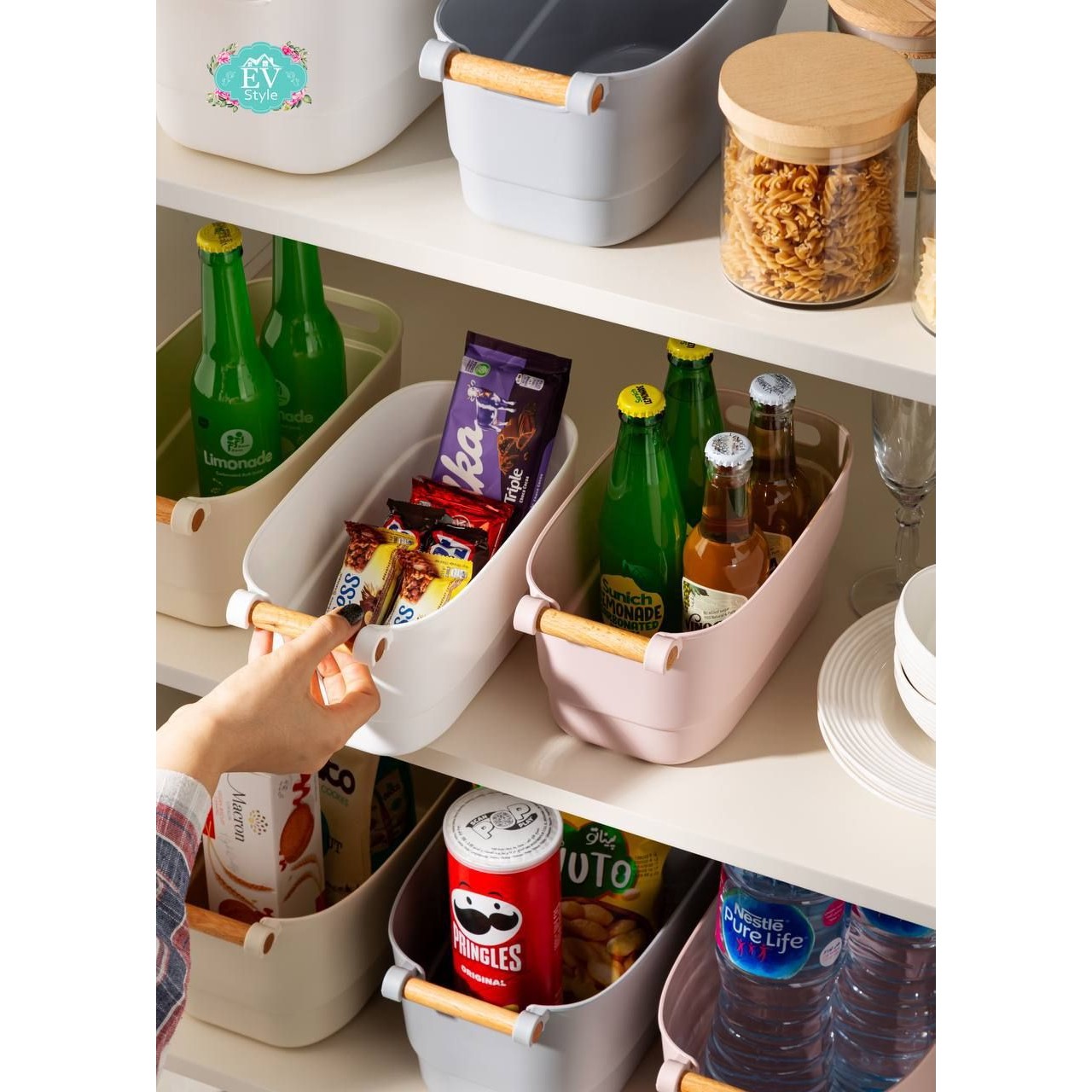 سبد نظم دهنده دسته چوبی اواستیل