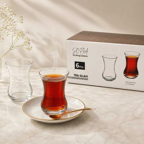 استکان کمر باریک صوفیا دست 6 عددی