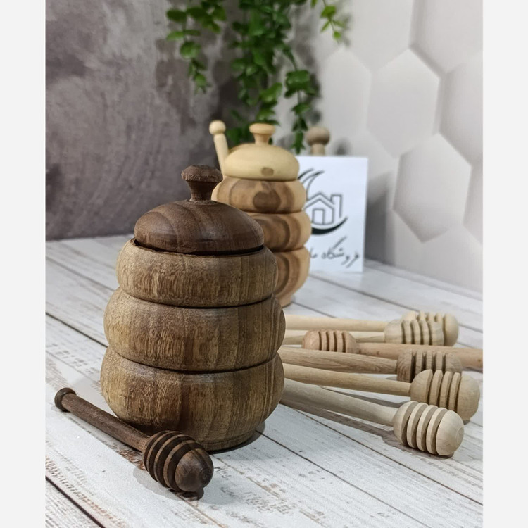 عسل خوری چوبی قاشق دار خراطی شده